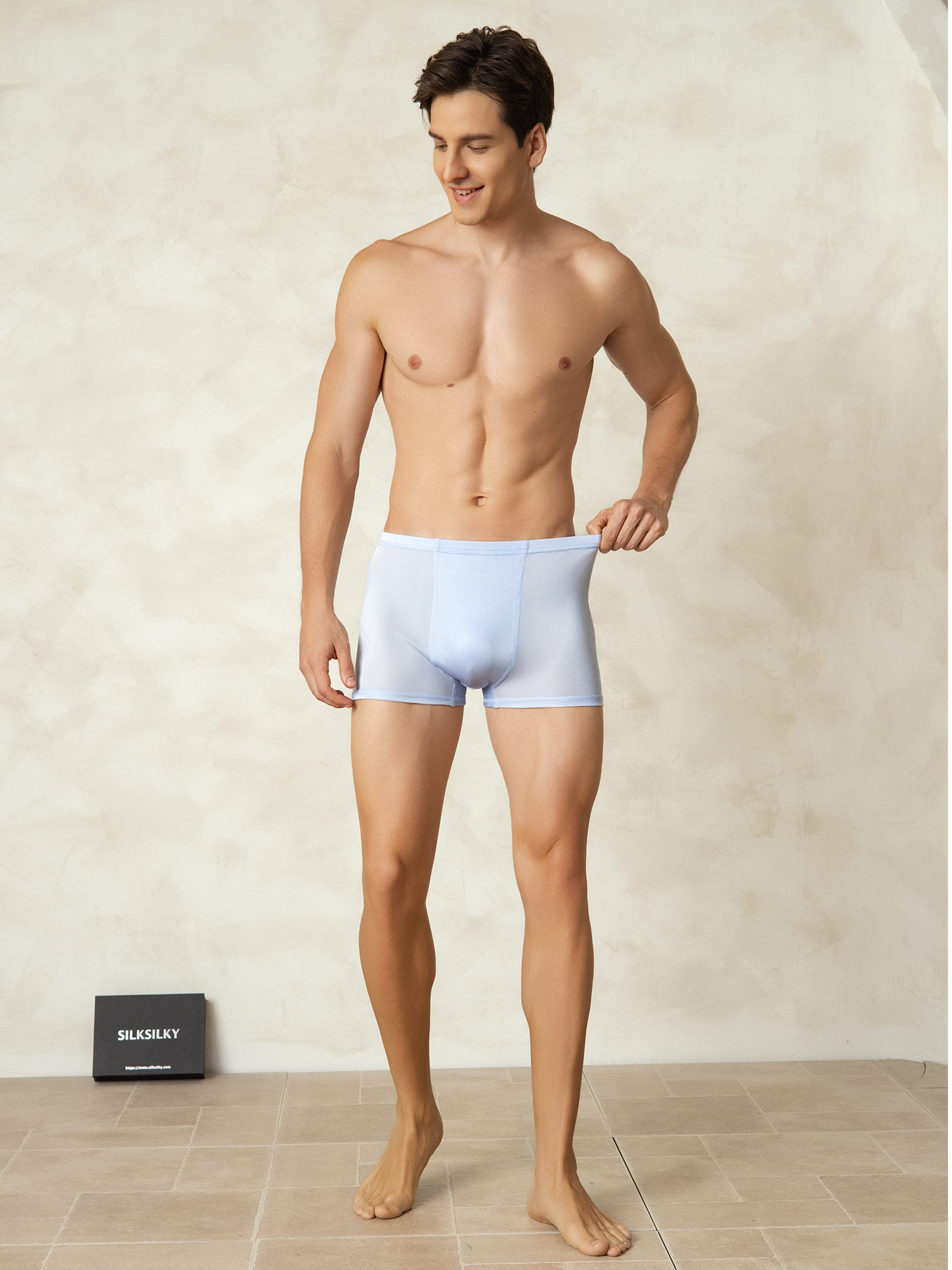 [Bleu Clair] SilkSilky-FR Soie Tricotée Mens Underwear 004