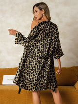 [Leopard] SilkSilky-FR Soie Nightgown&Robe Set 002,