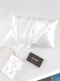 SilkSilky FR 19Momme Pure Soie Pillowcase Blanc 005