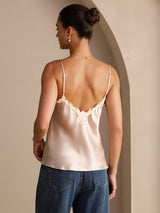 [Rose] SilkSilky-FR Sleeveless V Neck Top À Fines Brides 002