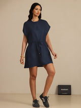 [Bleu Foncé] SilkSilky-FR 18Momme Mancheron Col Henley Robes 007
