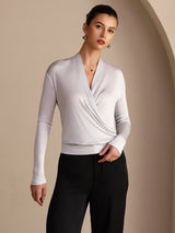 [Gris] SilkSilky-FR Long Sleeve Blouse 003