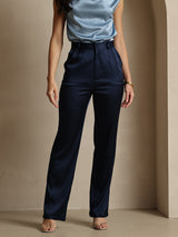 [Bleu Foncé] SilkSilky-FR 19Momme Soie Womens Pants 003