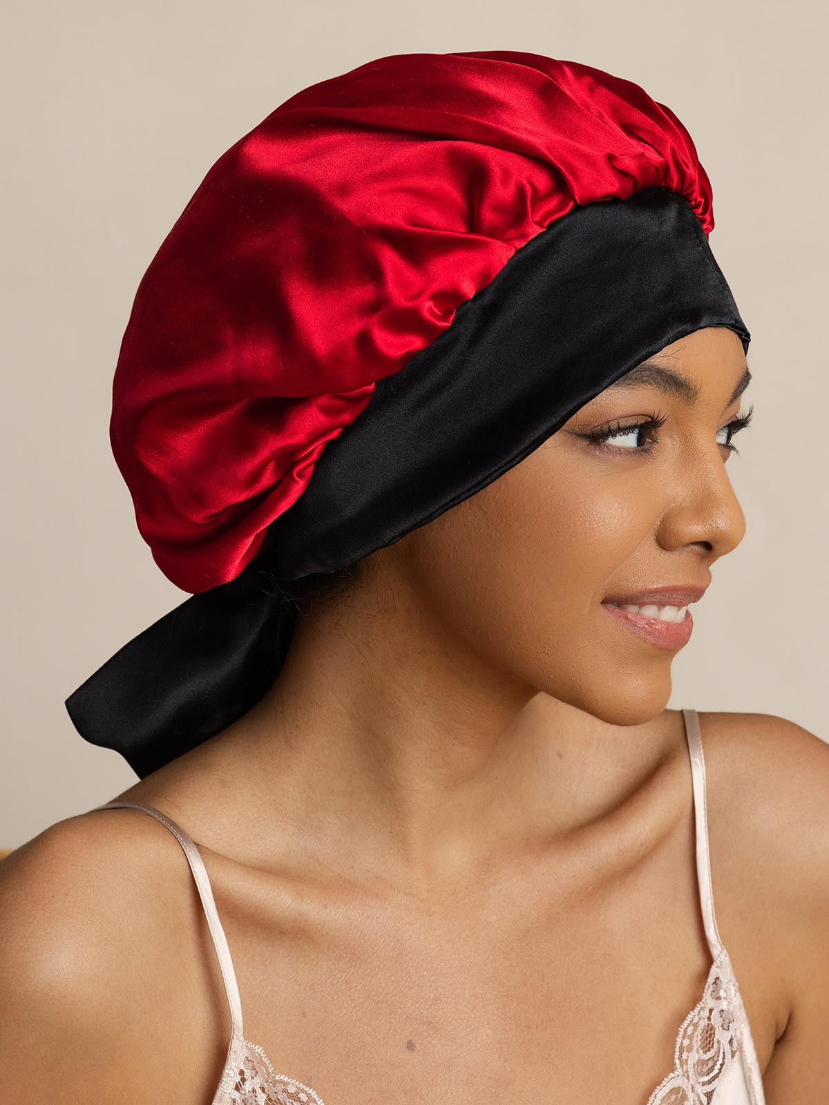 SilkSilky-FR Pure Soie Sleep Cap RougeVineux 007