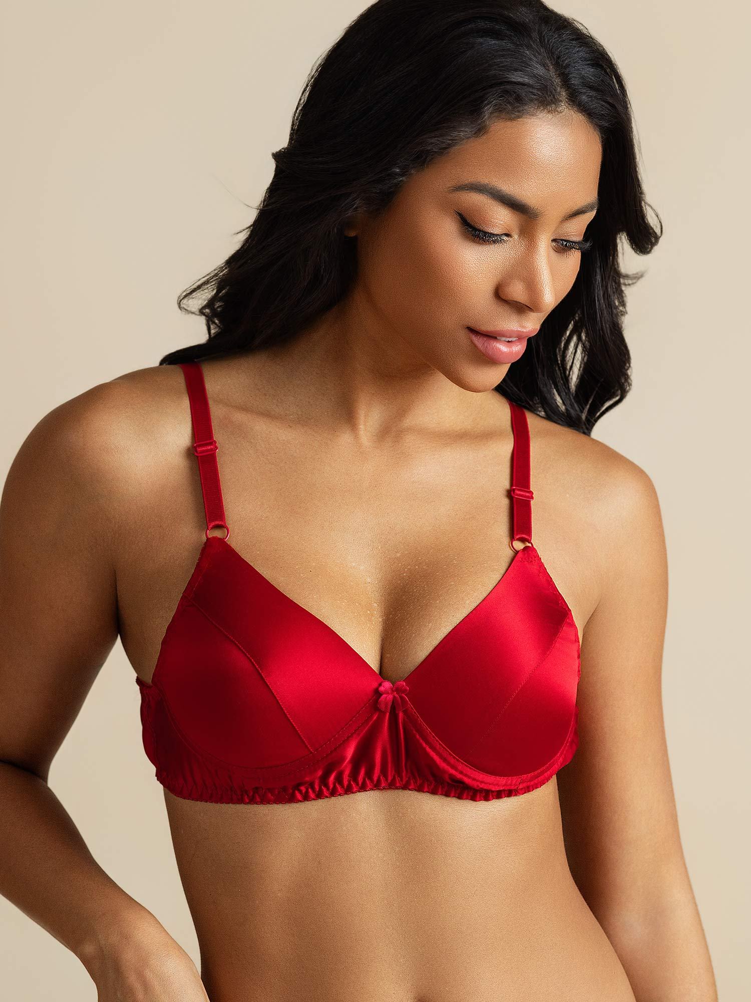 [Rouge] SilkSilky-FR Soie Bra 007,