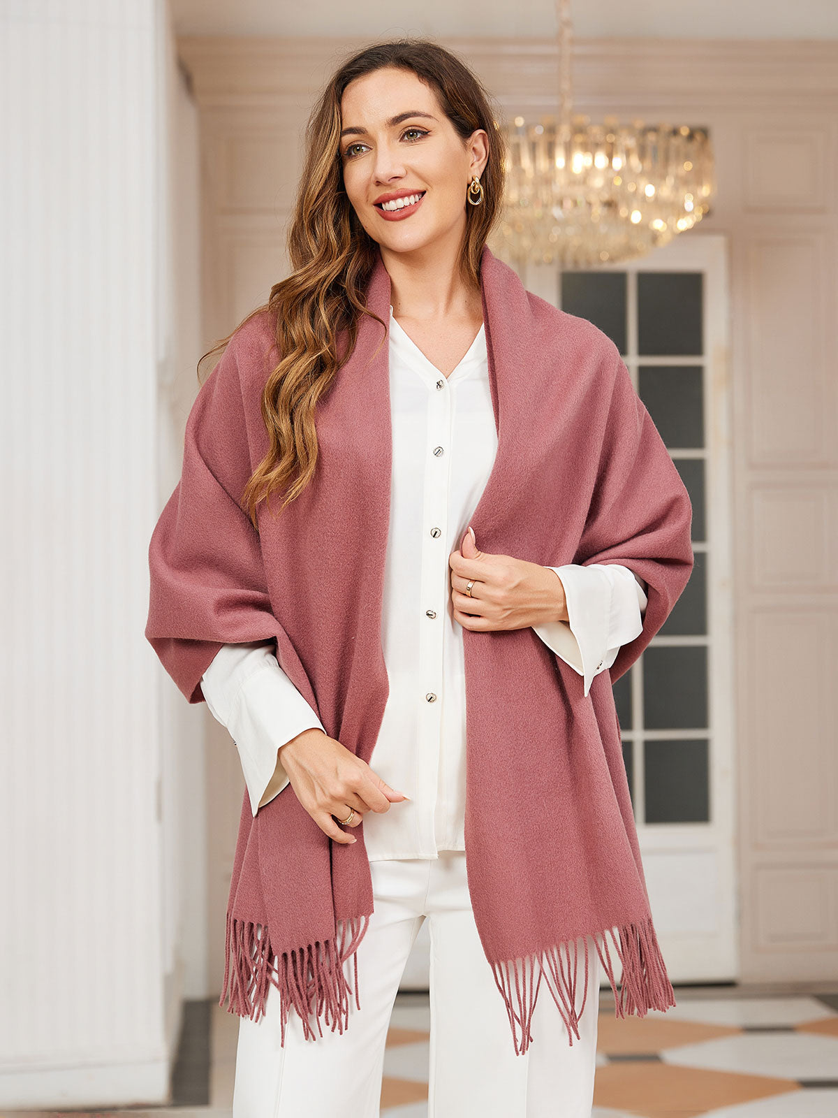 [Mauve Pâle] SilkSilky-FR Laine Scarf 003