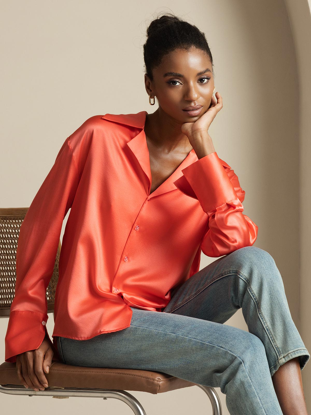 [Rouge Impérial] SilkSilky-FR 19Momme Soie Womens Shirt 001