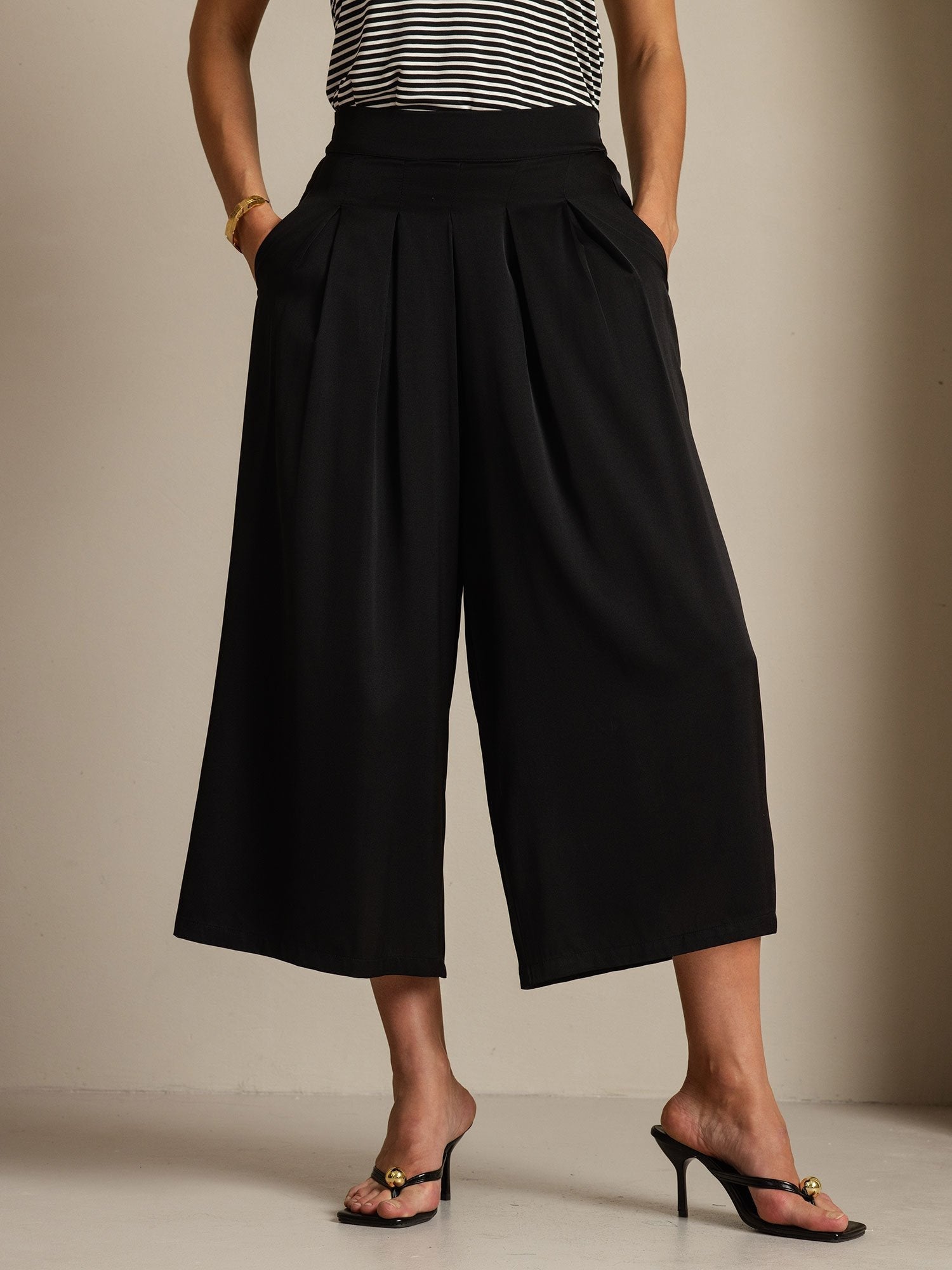 [Noir] SilkSilky-FR 19Momme Soie Womens Pants 001