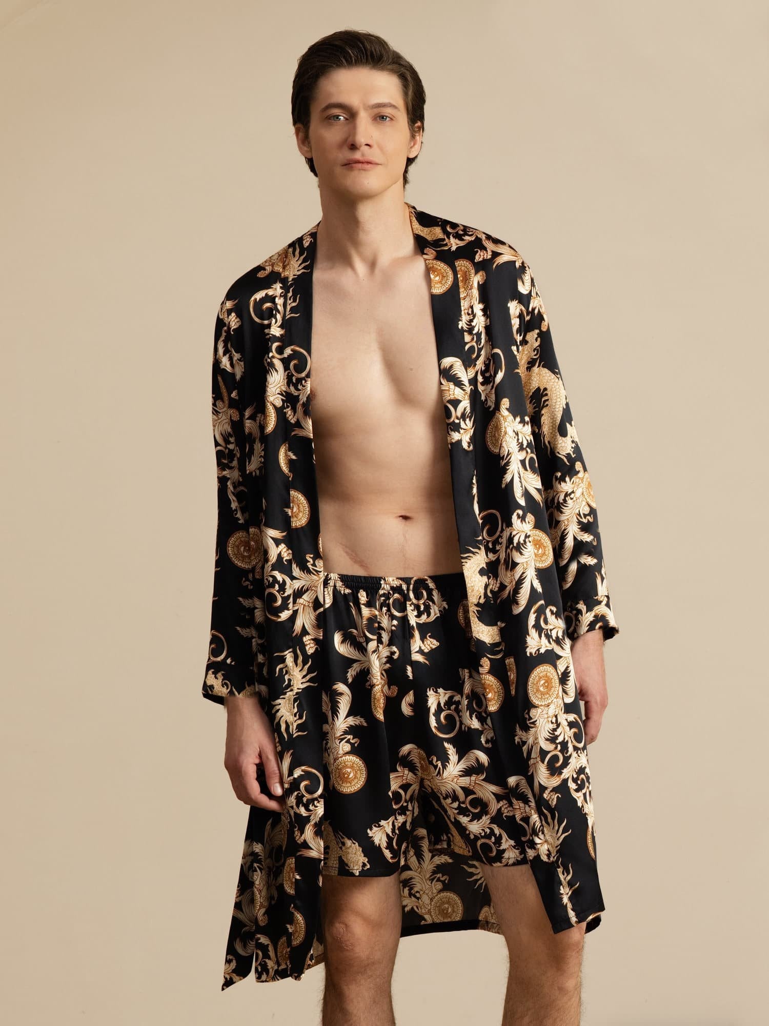 [Dragon Noir] SilkSilky-FR Long Sleeve Homme Pyjamas 001