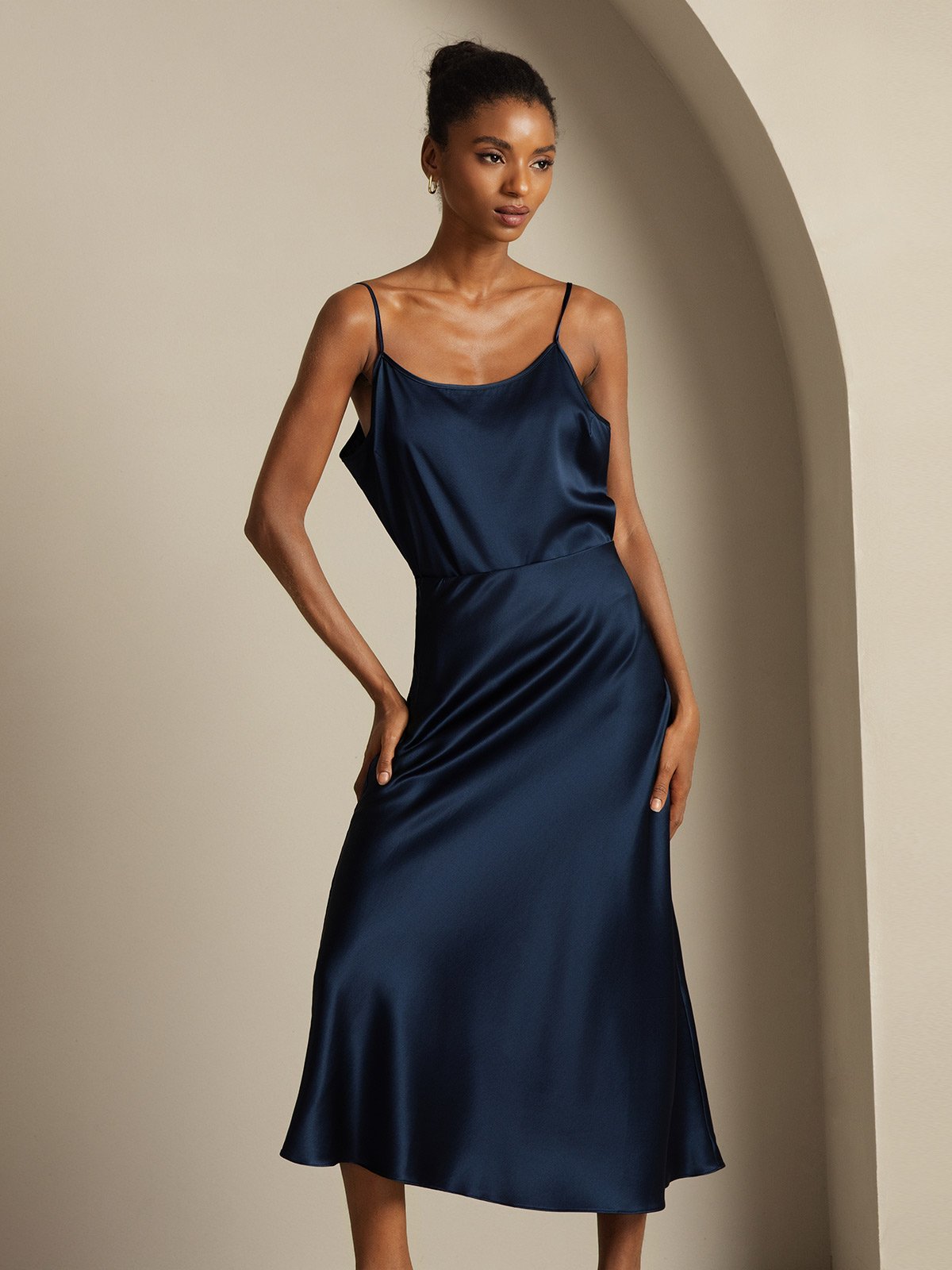 [Bleu Foncé] SilkSilky-FR 19Momme Soie Womens Outfit Sets 004,