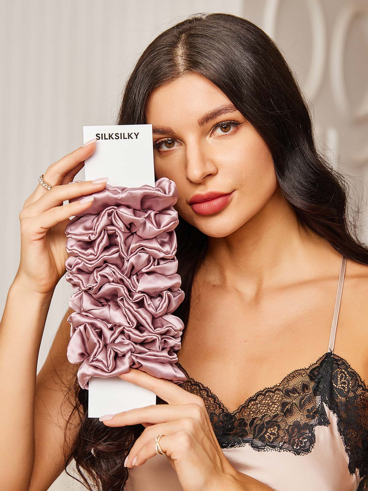 [Mauve Pâle] SilkSilky-FR 19Momme Pure Soie Scrunchie 001