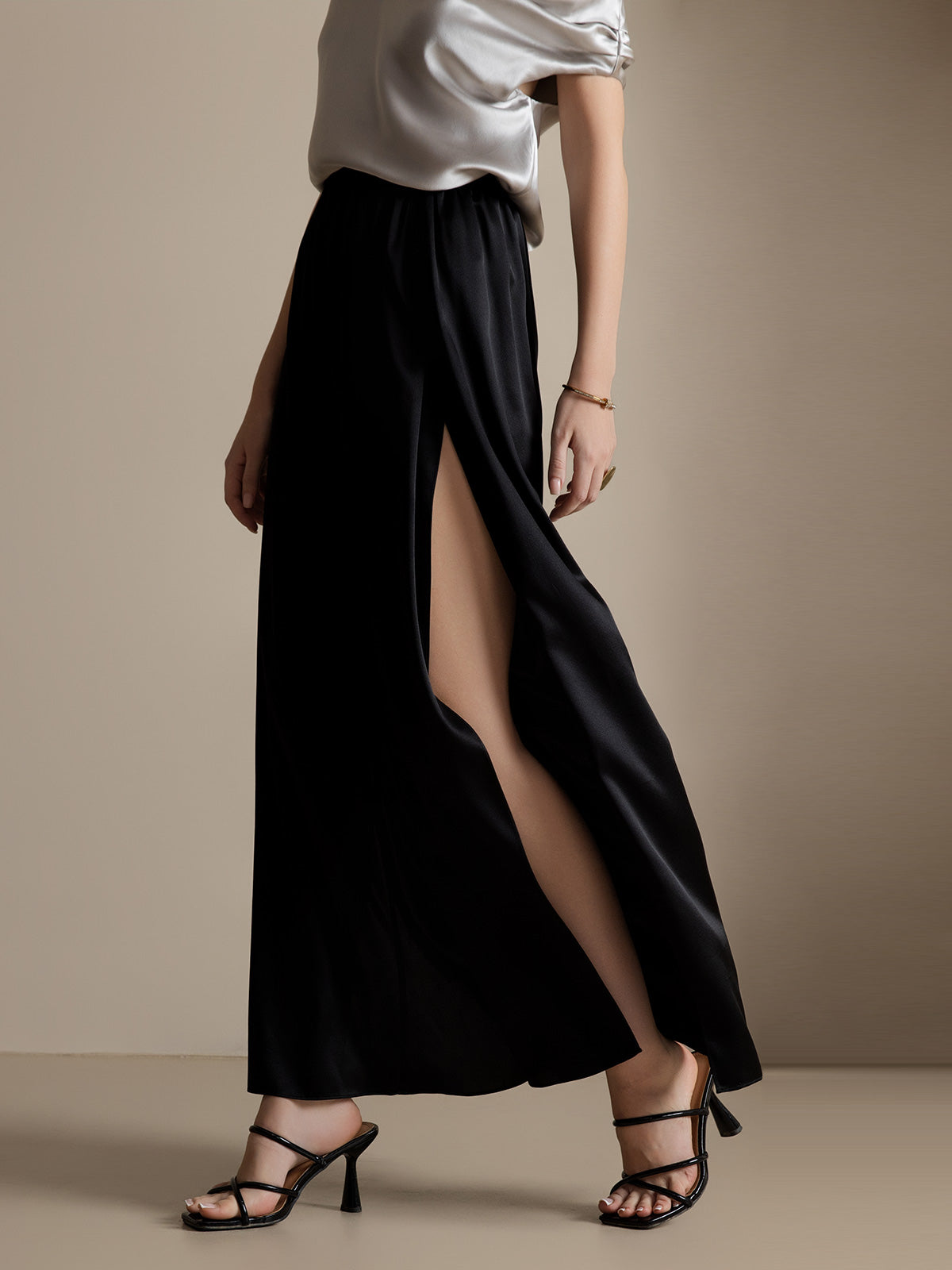 [Noir] SilkSilky-FR 19Momme Soie Womens Pants 003