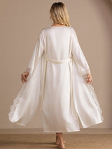 [Blanc] SilkSilky-FR 3/4 Sleeve Womens Robe 002