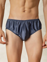 [BleuGrisâtre] SilkSilky-FR Soie Mens Underwear 001