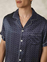 [GinkgoMarine] SilkSilky-FR Soie Col Chemise Homme Pyjamas 007