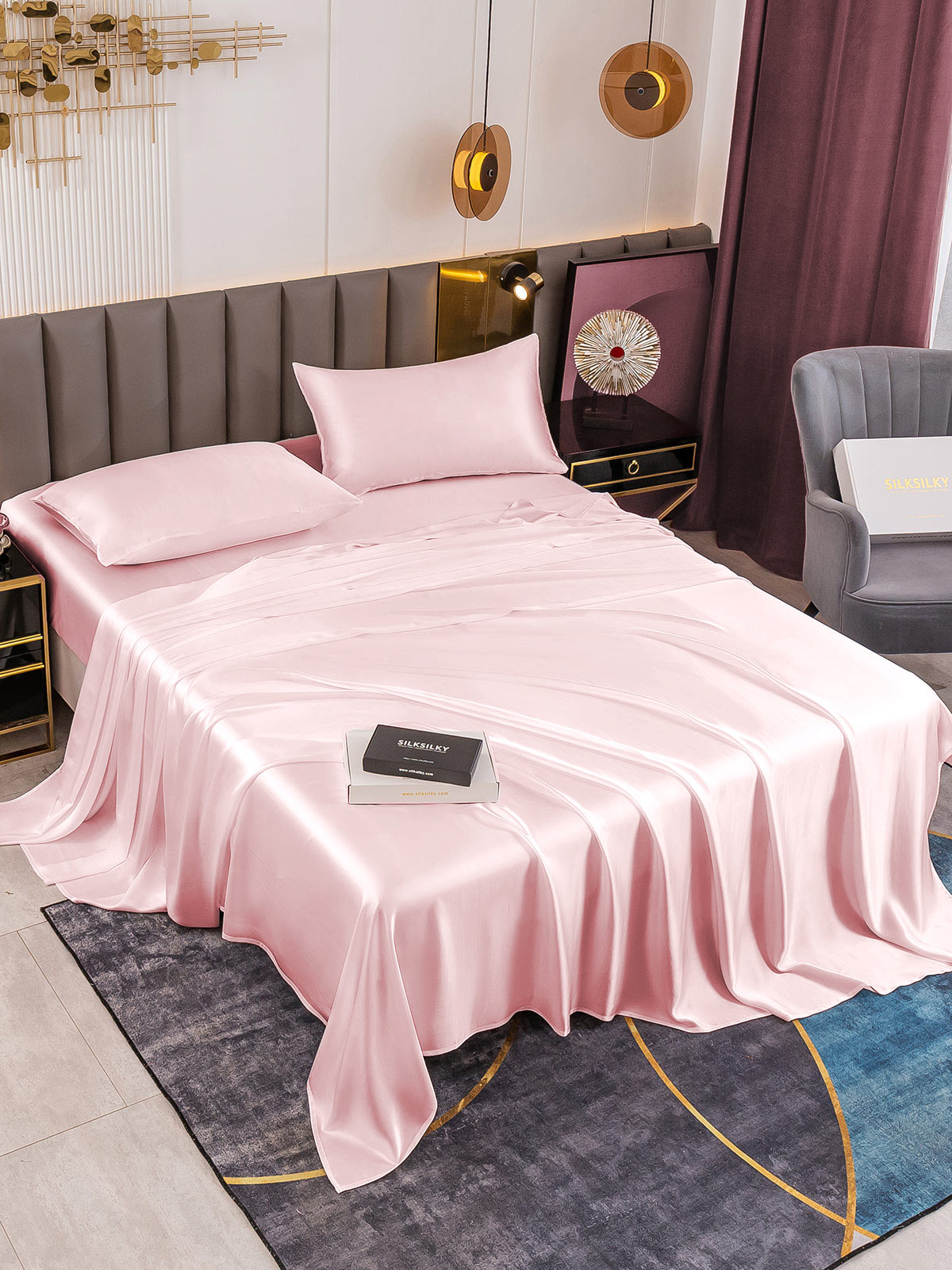 [Rose] SilkSilky-FR 19Momme Pure Silk Bedding Set 001