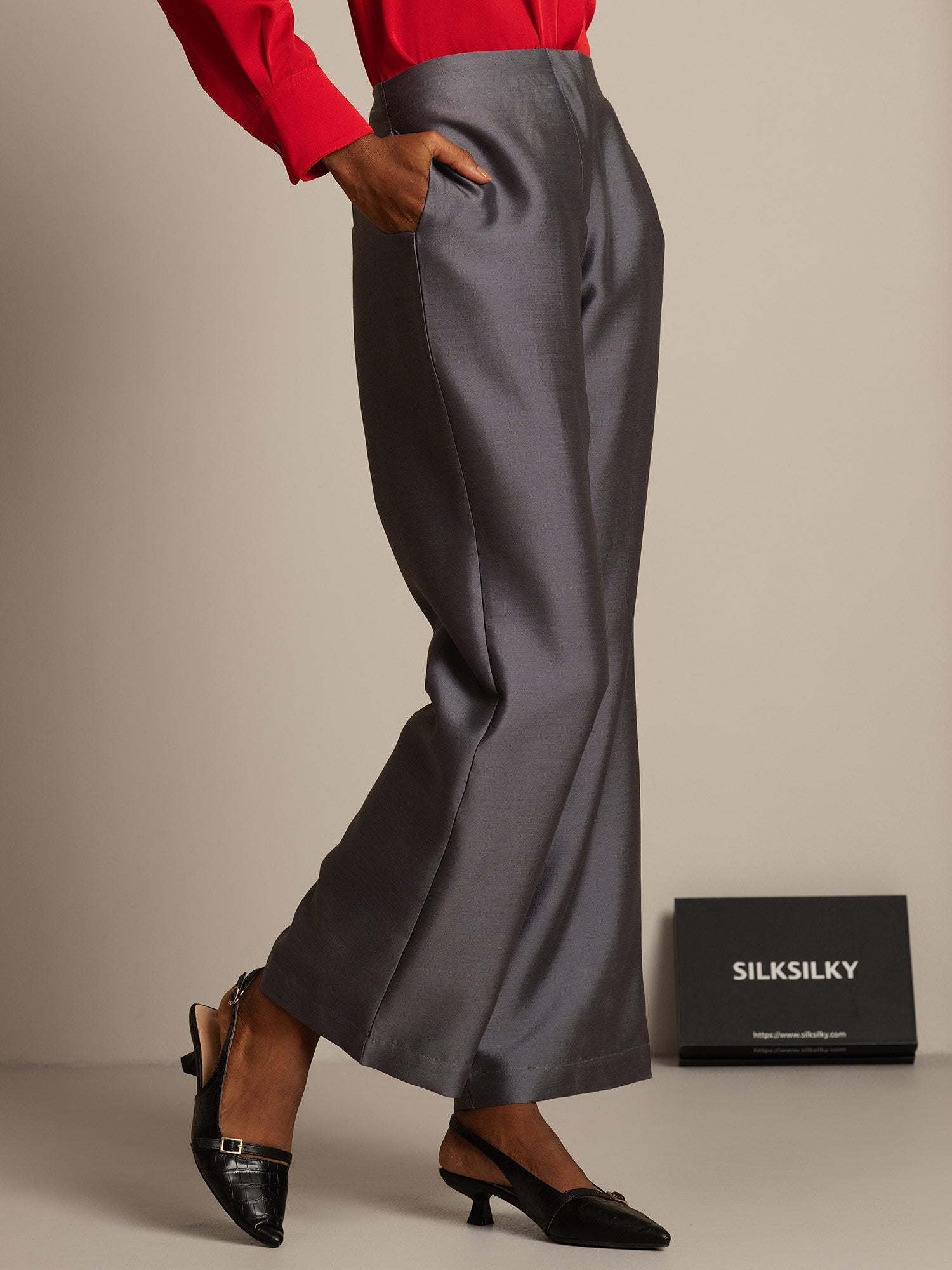 [Gris] SilkSilky-FR 32Momme Soie Womens Pants 003,