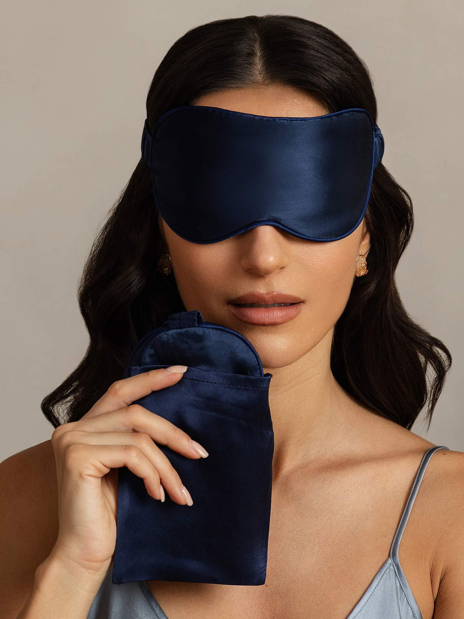 [BleuFoncé] SilkSilky-FR Soie Eye Mask 006