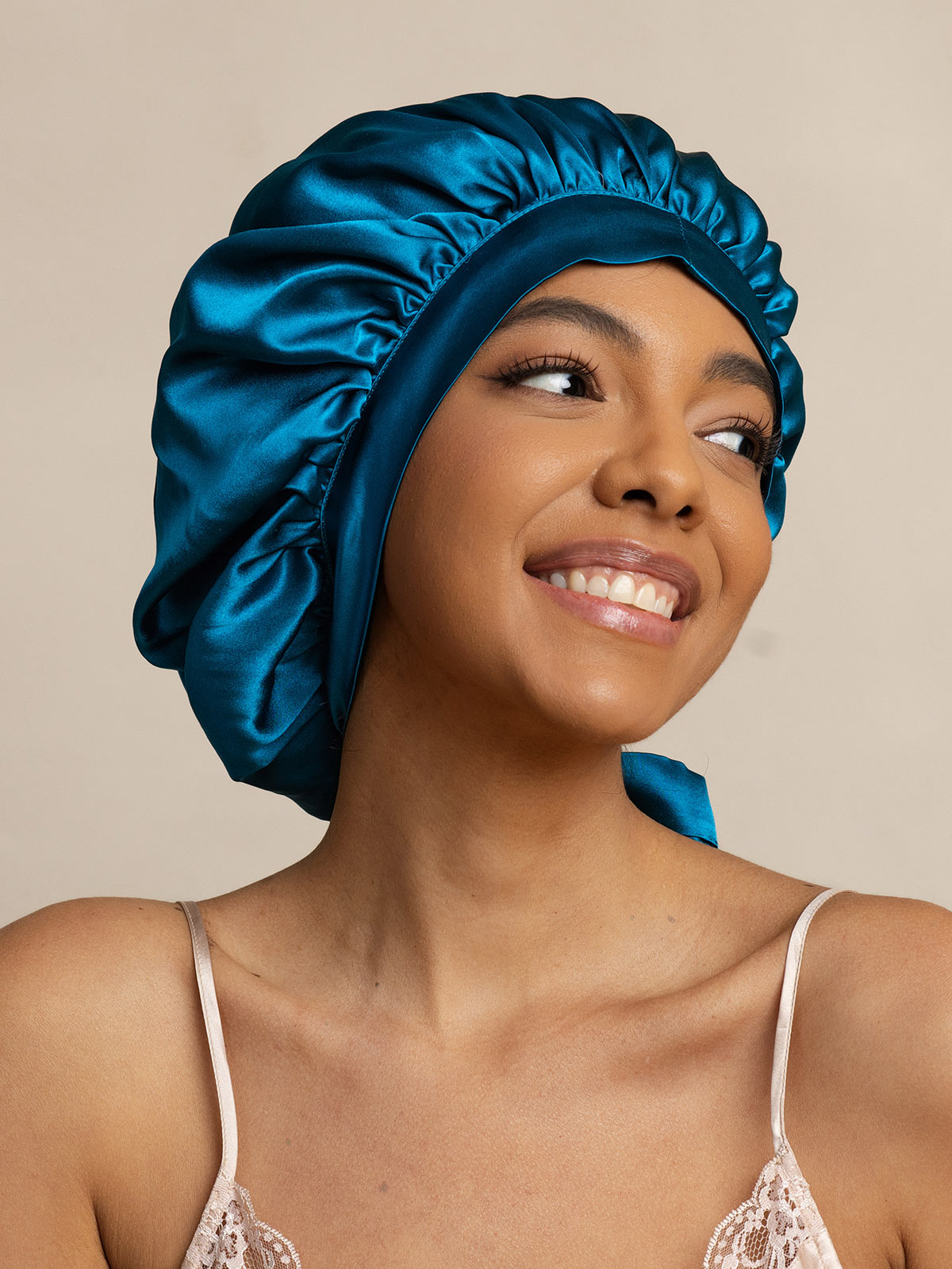 [Bleu Royal] SilkSilky-FR Pure Soie Sleep Cap 004
