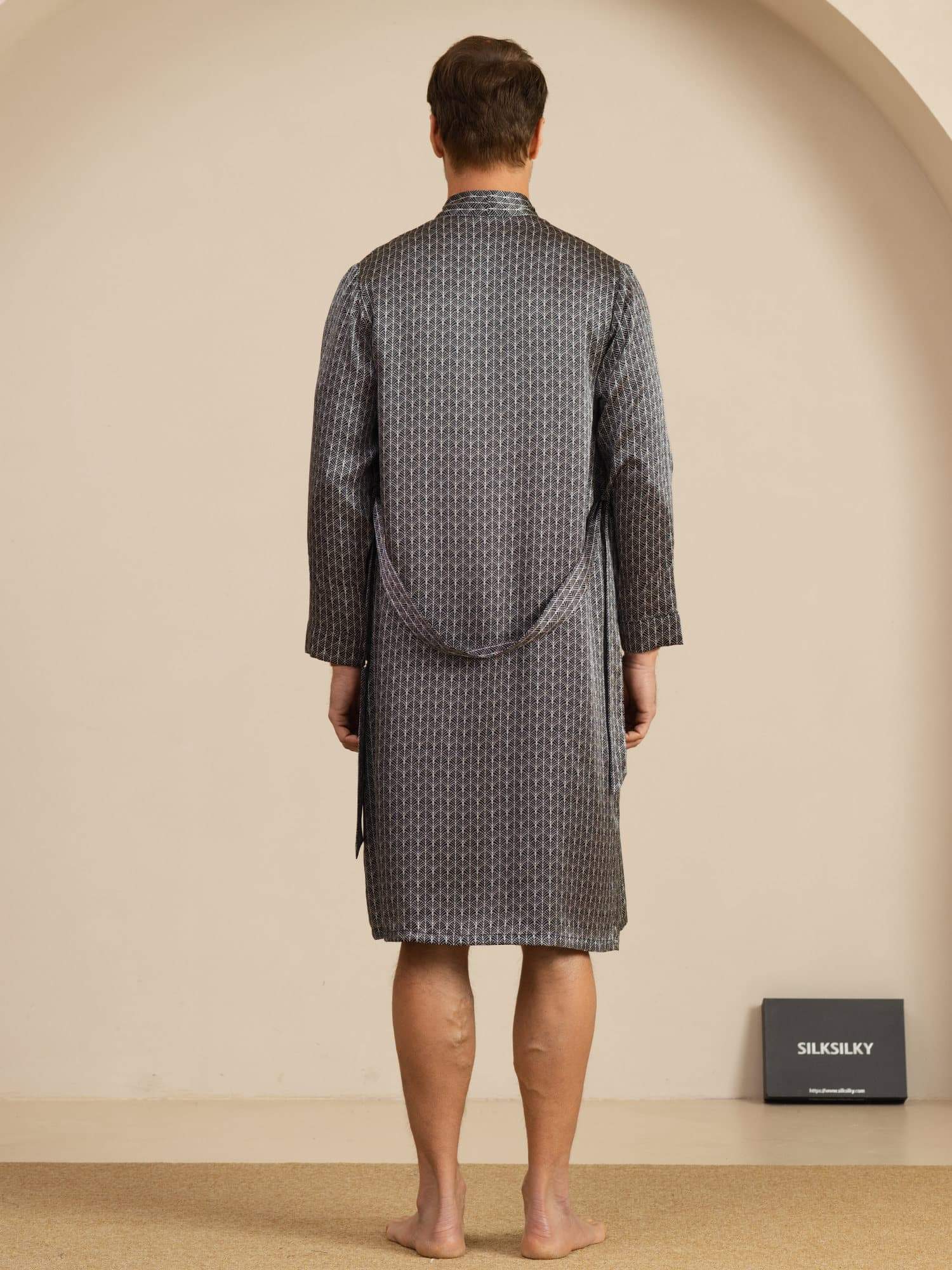 [Ginkgo Noir] SilkSilky-FR Long Sleeve Homme Pyjamas 002