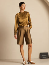 [Bronze] SilkSilky-FR 19Momme Manches longues Col Rond Blouse 007