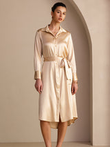 [Champagne] SilkSilky-FR Long Sleeve Lapel Collar Robes 006