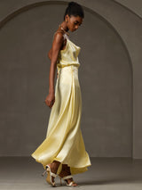 [Jaune] SilkSilky-FR Spaghetti Strap Cowl Neck Top À Fines Brides 006
