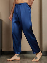 [Bleu Foncé] SilkSilky-FR Pure Soie Mens Sleep Bottoms 004