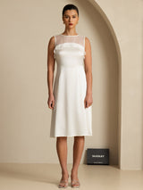 [Blanc] SilkSilky-FR Sleeveless Illusion Neck Robes 003