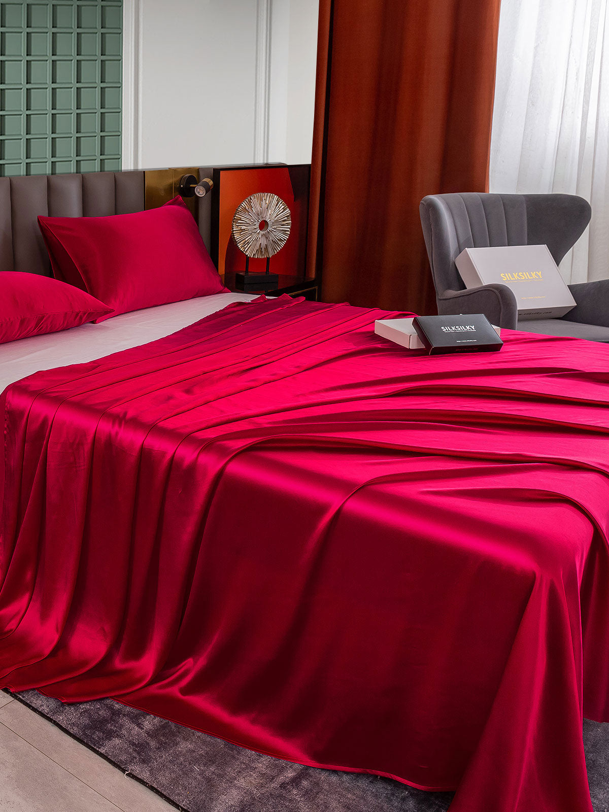 [Rouge Vineux] SilkSilky-FR 25Momme Pure Soie Bedding Set 003