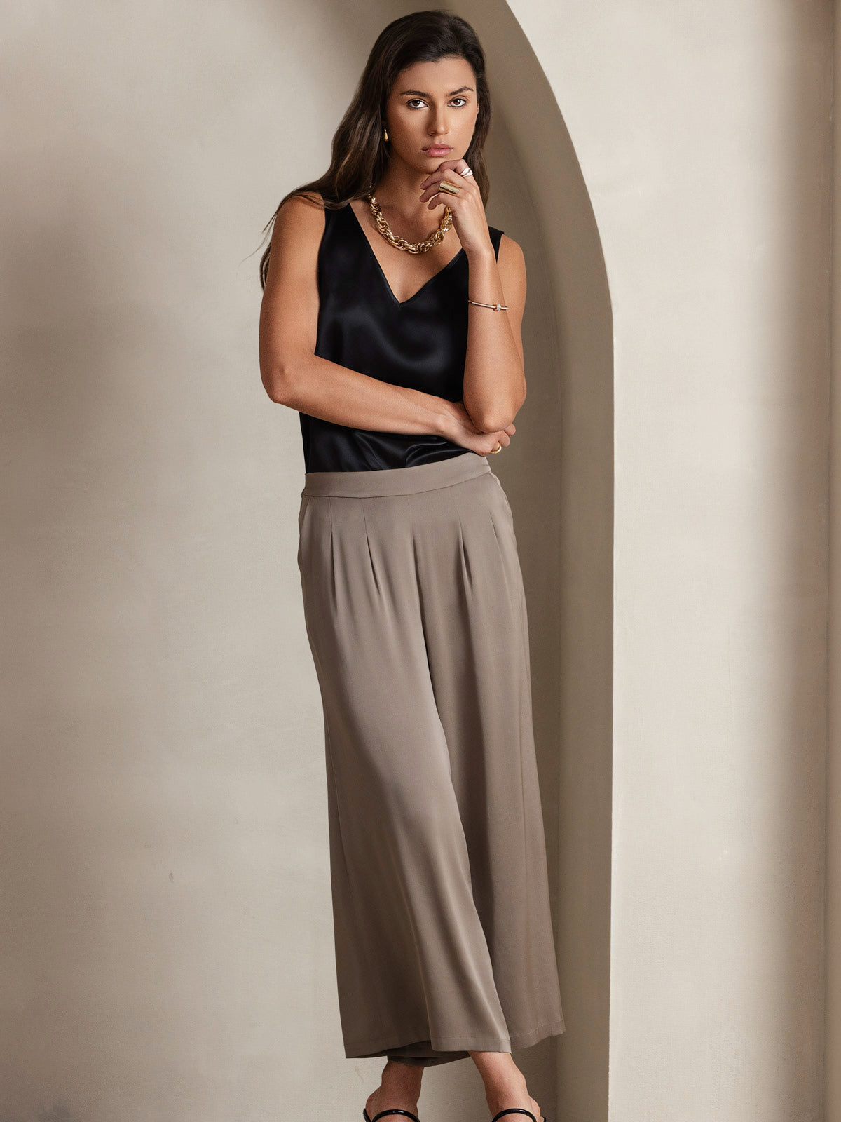 [Noir] SilkSilky-FR 19Momme Soie Camisoles 005