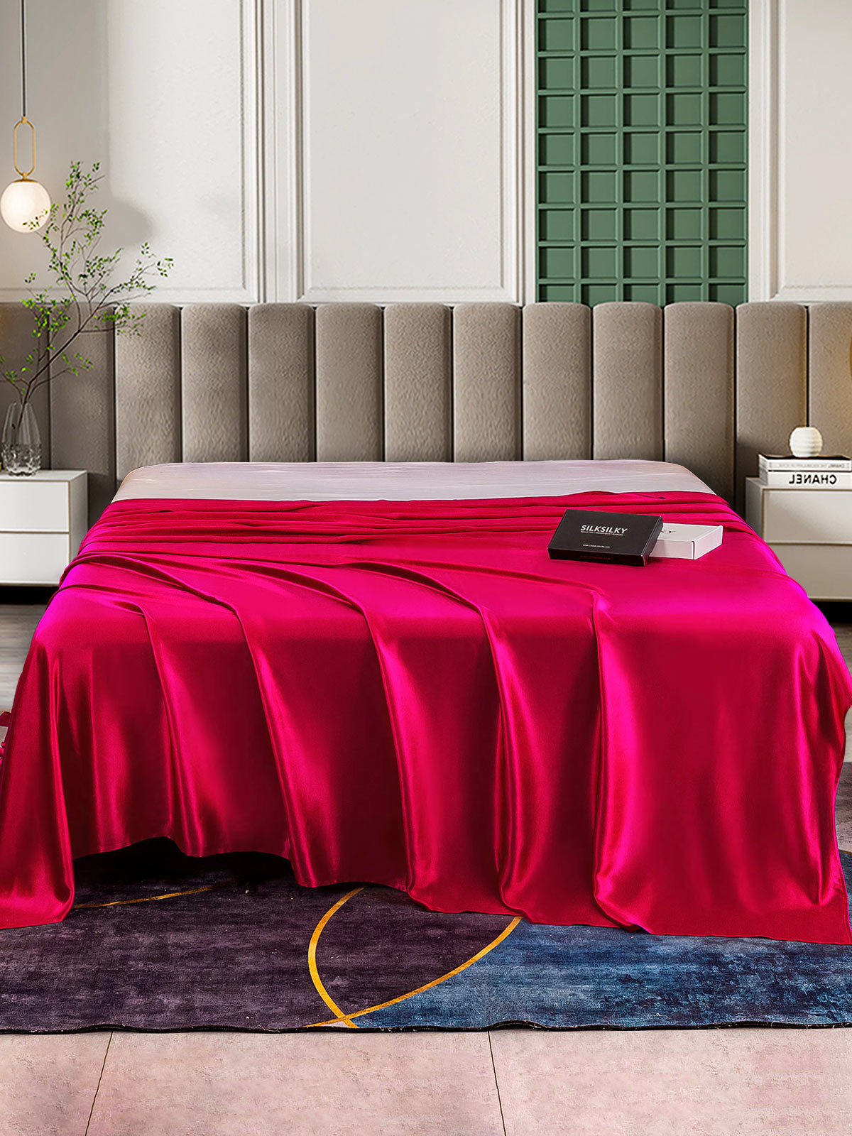 SilkSilky-FR 25Momme Pure Soie Sheet RougeVineux 003