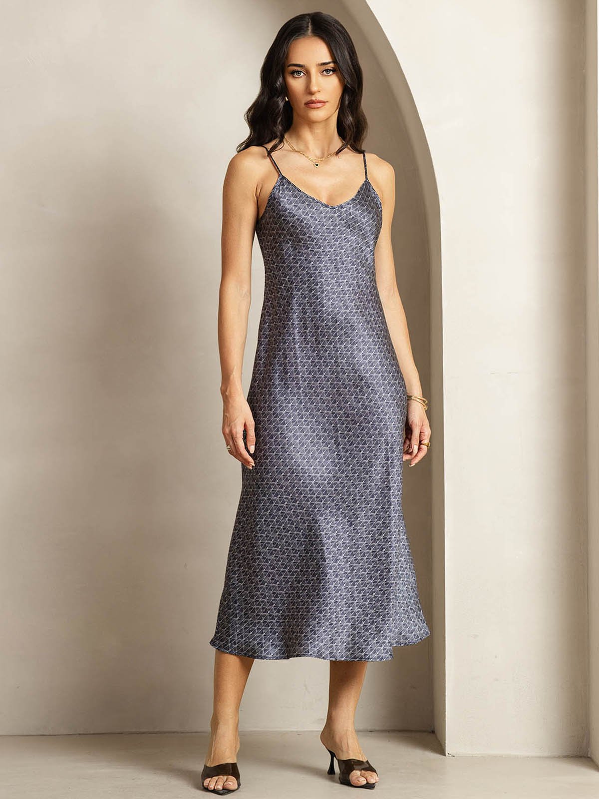 [GinkgoMarine] SilkSilky-FR 19Momme Soie Dress 001