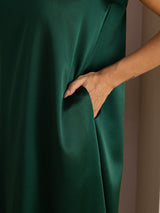 [Vert Foncé] SilkSilky-FR Short Sleeve Round Neck Robes 006