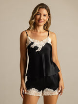 [Noir] SilkSilky-FR Fines Brides Col V Ensemble Camisole 001