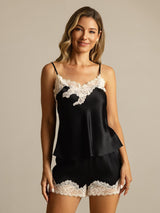 [Noir] SilkSilky-FR Sleeveless V Neck Ensemble Camisole 001