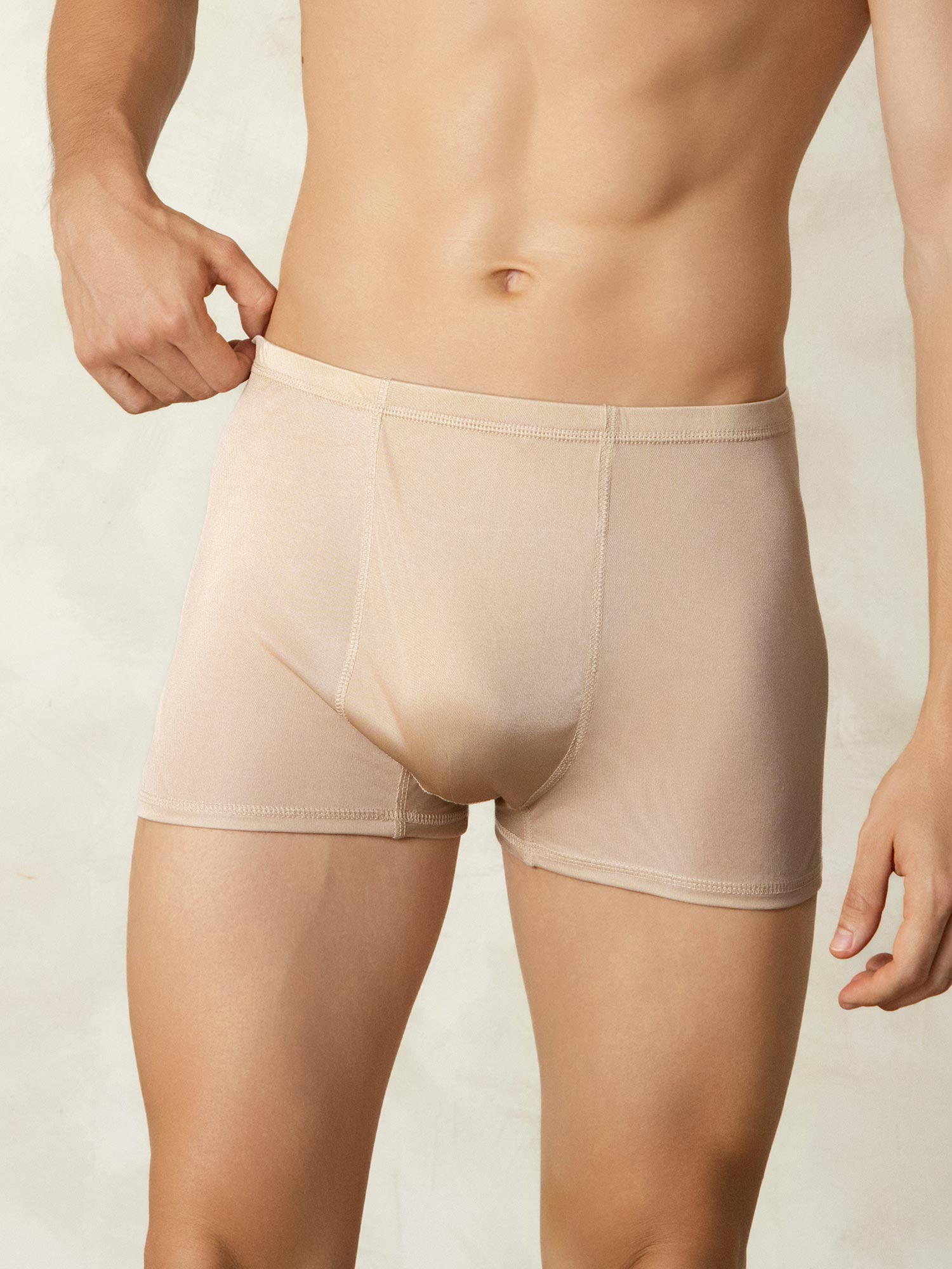 [Beige] SilkSilky-FR Soie Tricotée Mens Underwear 003