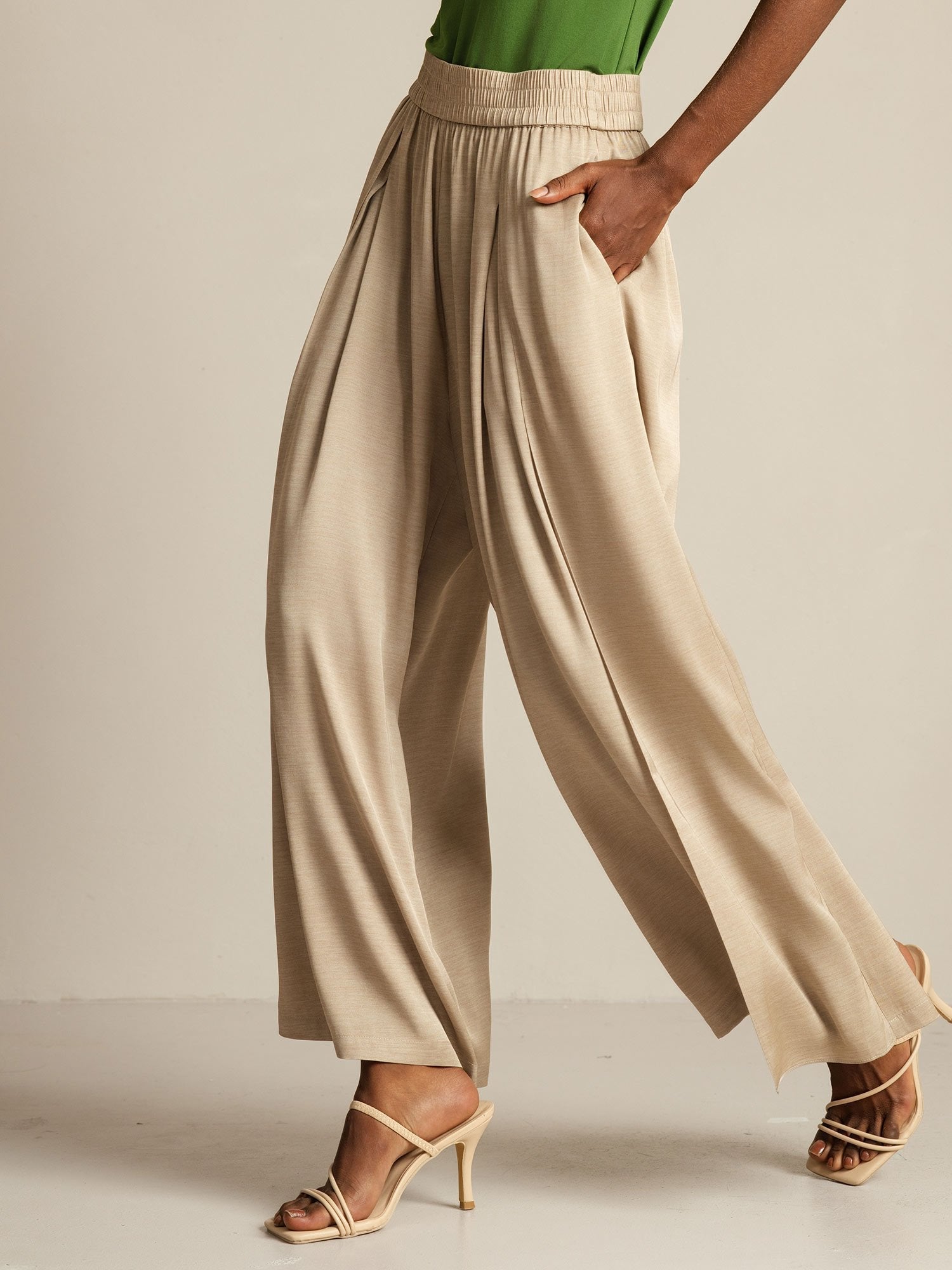 [Tan] SilkSilky-FR 19Momme Soie Womens Pants 008