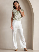 [Vert Clair] SilkSilky-FR Cap Sleeve Cowl Neck Femme T-Shirt 008