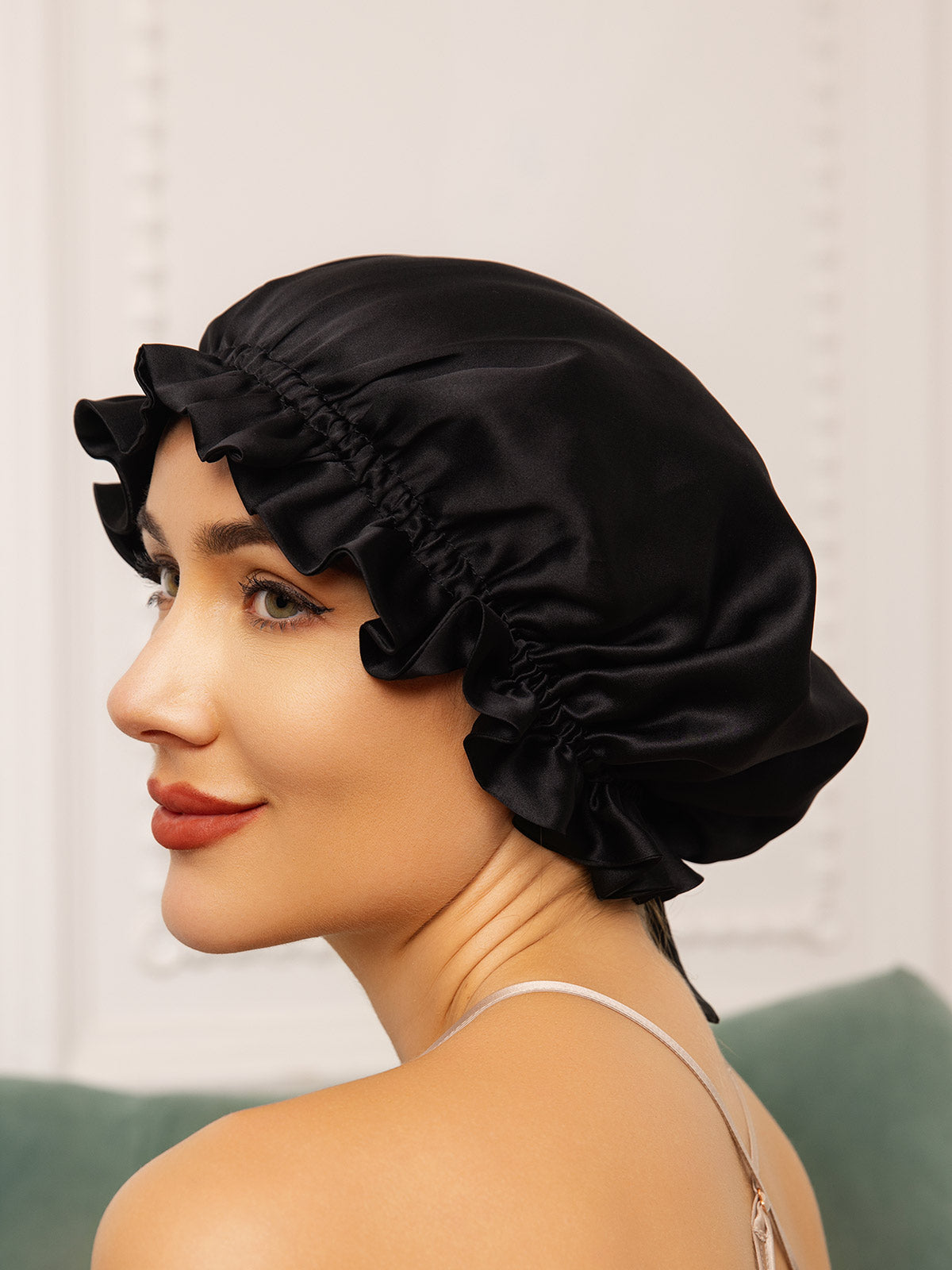 SilkSilky-FR Pure Soie Sleep Cap Noir 003