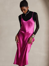 [Rose Rouge] SilkSilky-FR Sleeveless V Neck Robes 005