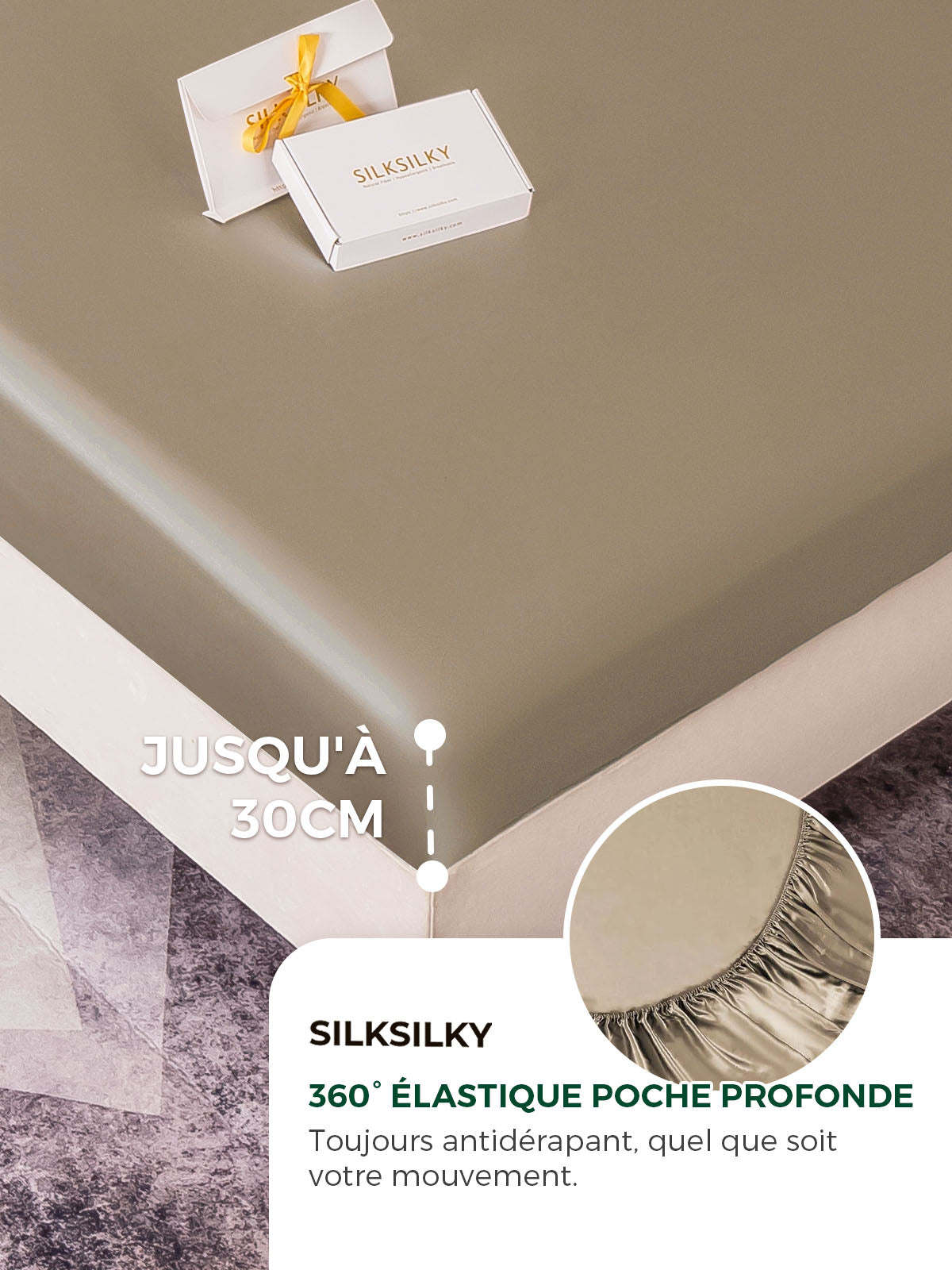 [Kaki] SilkSilky-FR 19Momme Pure Soie Bedding Set 004