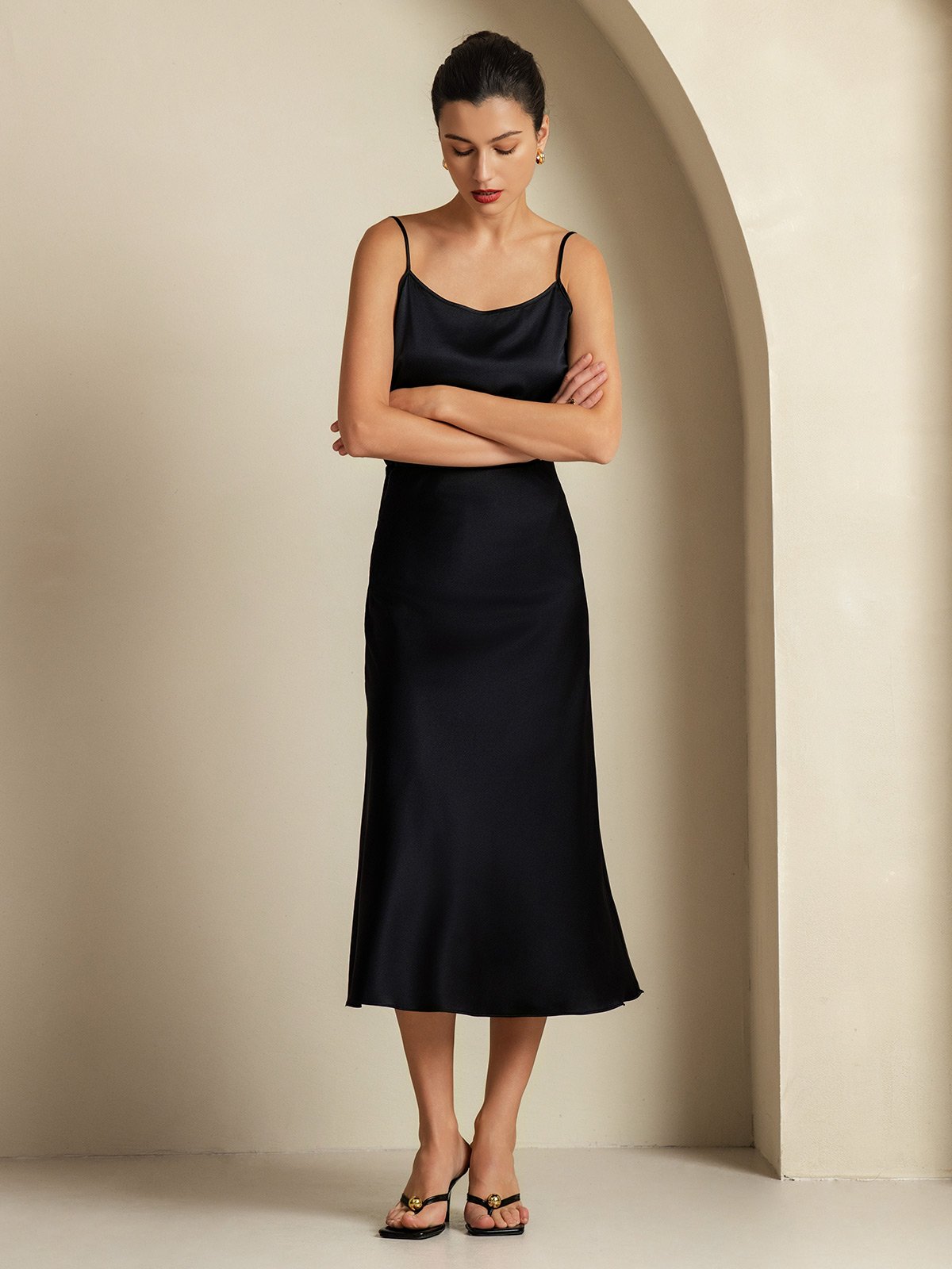 [Noir] SilkSilky-FR 19Momme Soie Womens Outfit Sets 004,