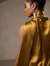 [Brun] SilkSilky-FR Sleeveless Tie Neck Robes 002