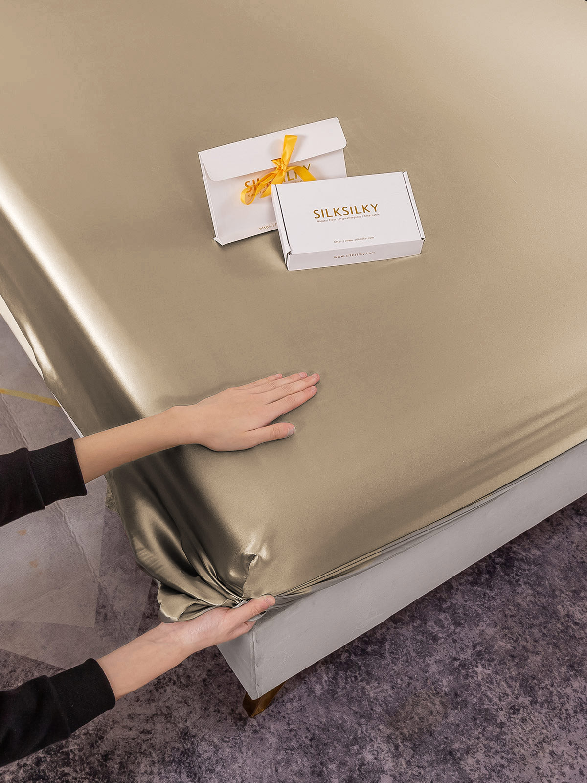 [Kaki] SilkSilky-FR 19Momme Pure Soie Sheet 007
