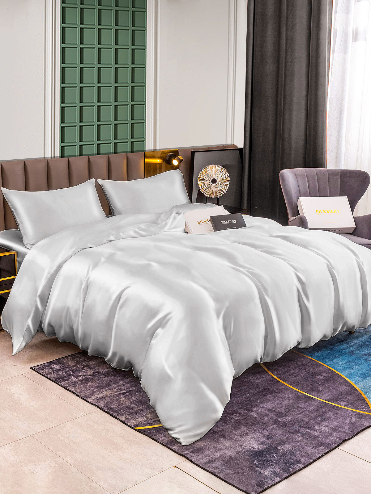[Argent] SilkSilky-FR 25Momme Pure Soie Bedding Set 005