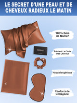 [Café] SilkSilky-FR 19Momme Pure Soie Pillowcase Set 002