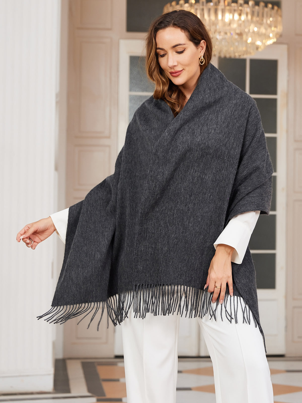 [Gris Foncé] SilkSilky-FR Laine Scarf 002