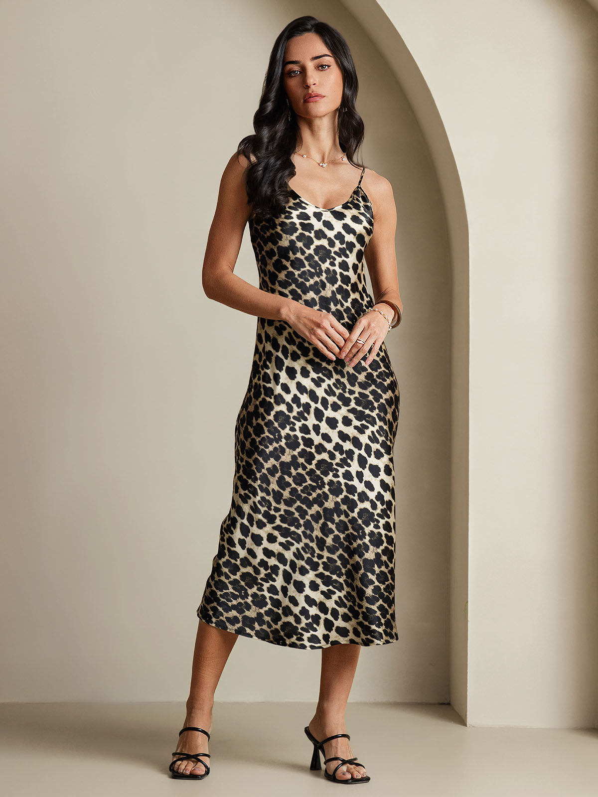 [Leopard] SilkSilky-FR Pure Soie Col Rond Robes 003