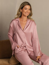 [Peau De Pêche] SilkSilky-FR 19Momme Manches longues Col Cranté Femme Pyjamas 008